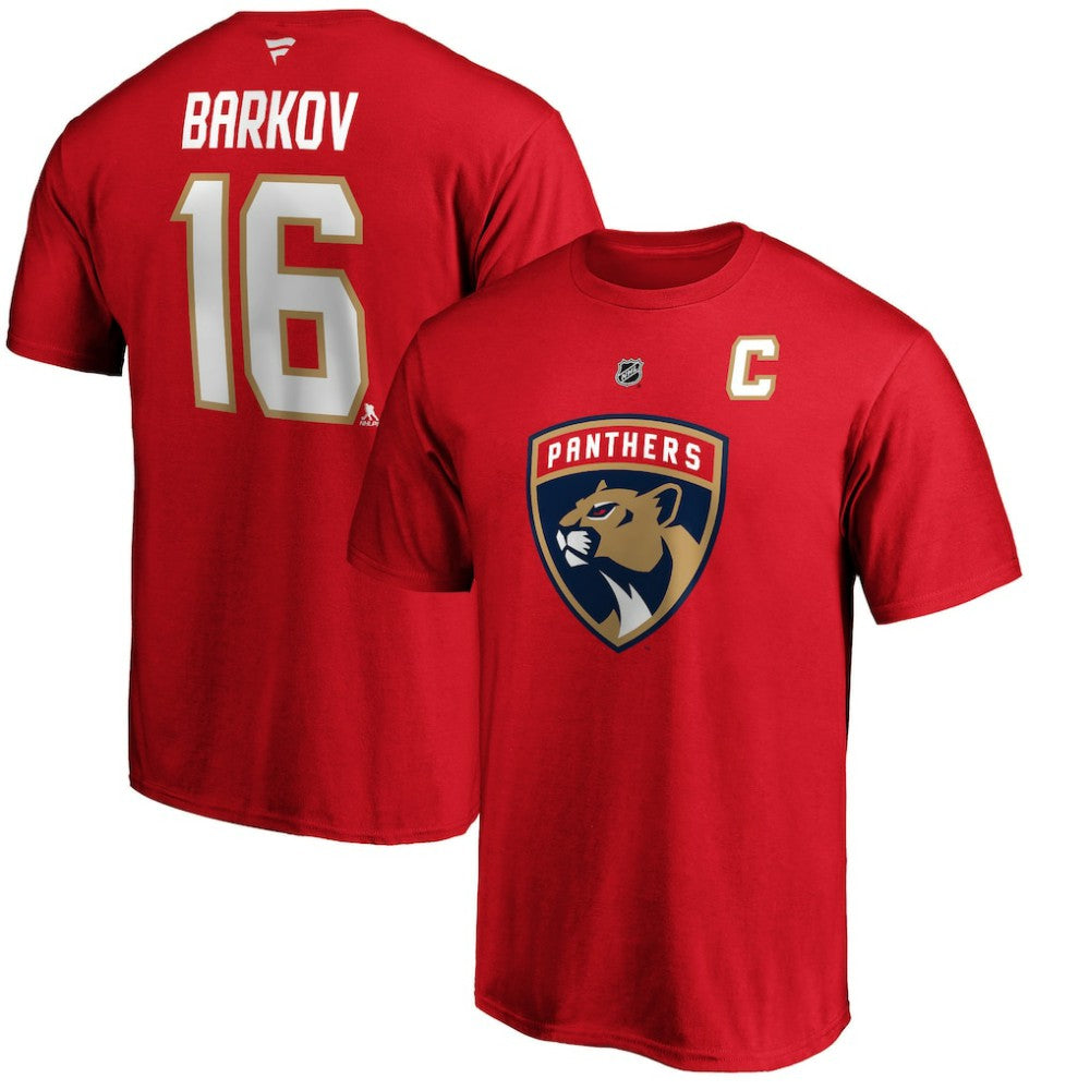 NHL Aleksander Barkov Florida Panthers Fanatics Authentic Stack Player Name & Number T-Shirt - Red