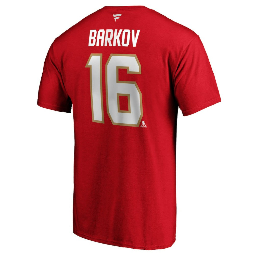 NHL Aleksander Barkov Florida Panthers Fanatics Authentic Stack Player Name & Number T-Shirt - Red