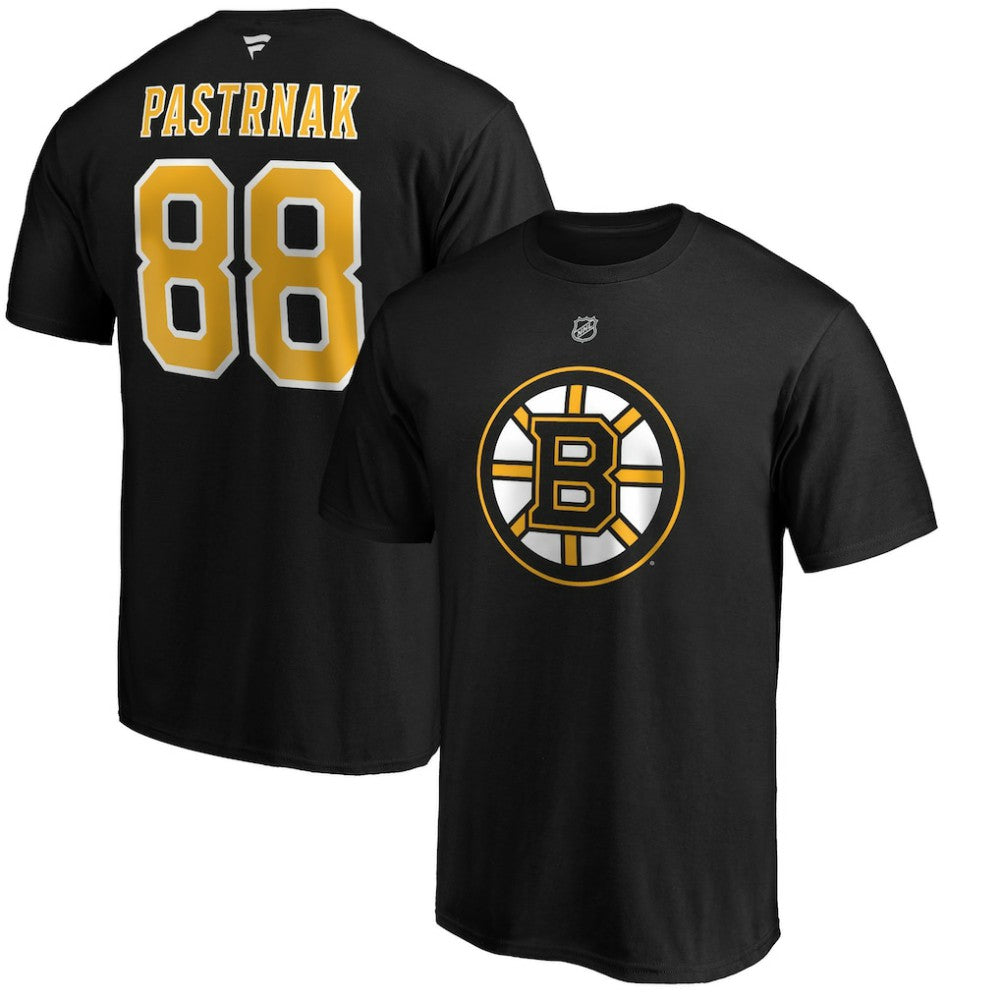 NHL David Pastrnak Boston Bruins Fanatics Authentic Stack Player Name & Number T-Shirt - Black
