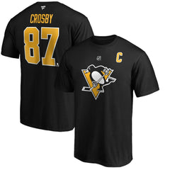 NHL Sidney Crosby Pittsburgh Penguins Fanatics Authentic Stack Player Name & Number T-Shirt - Black