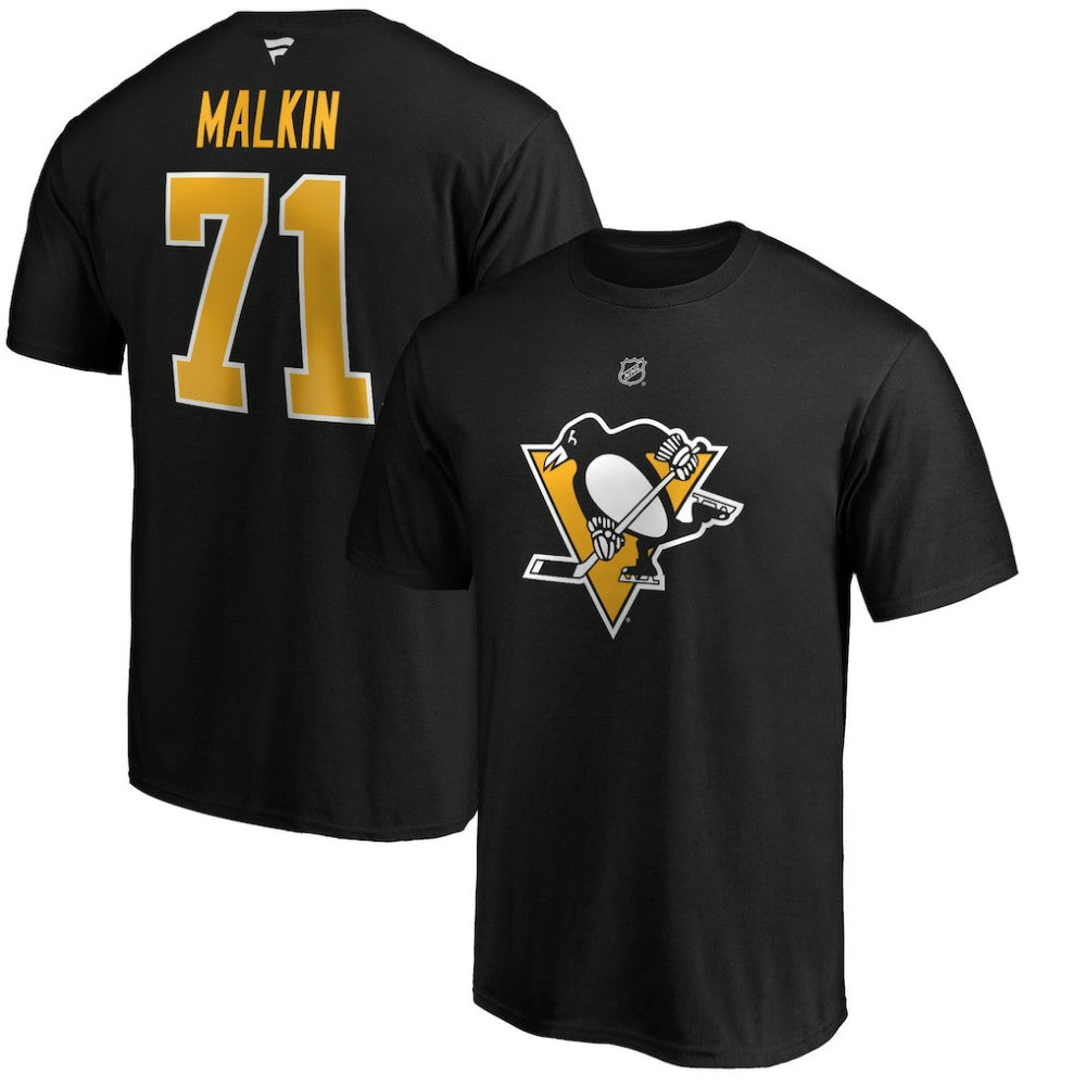 NHL Evgeni Malkin Pittsburgh Penguins Fanatics Authentic Stack Player Name & Number T-Shirt - Black
