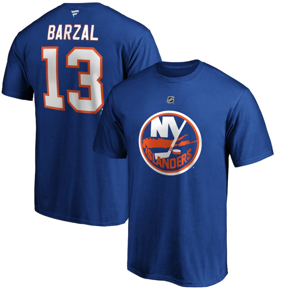 NHL Mathew Barzal New York Islanders Fanatics Authentic Stack Player Name & Number T-Shirt - Royal