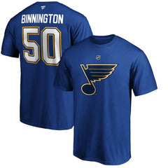 NHL Jordan Binnington St. Louis Blues Fanatics Authentic Stack Player Name & Number T-Shirt - Blue