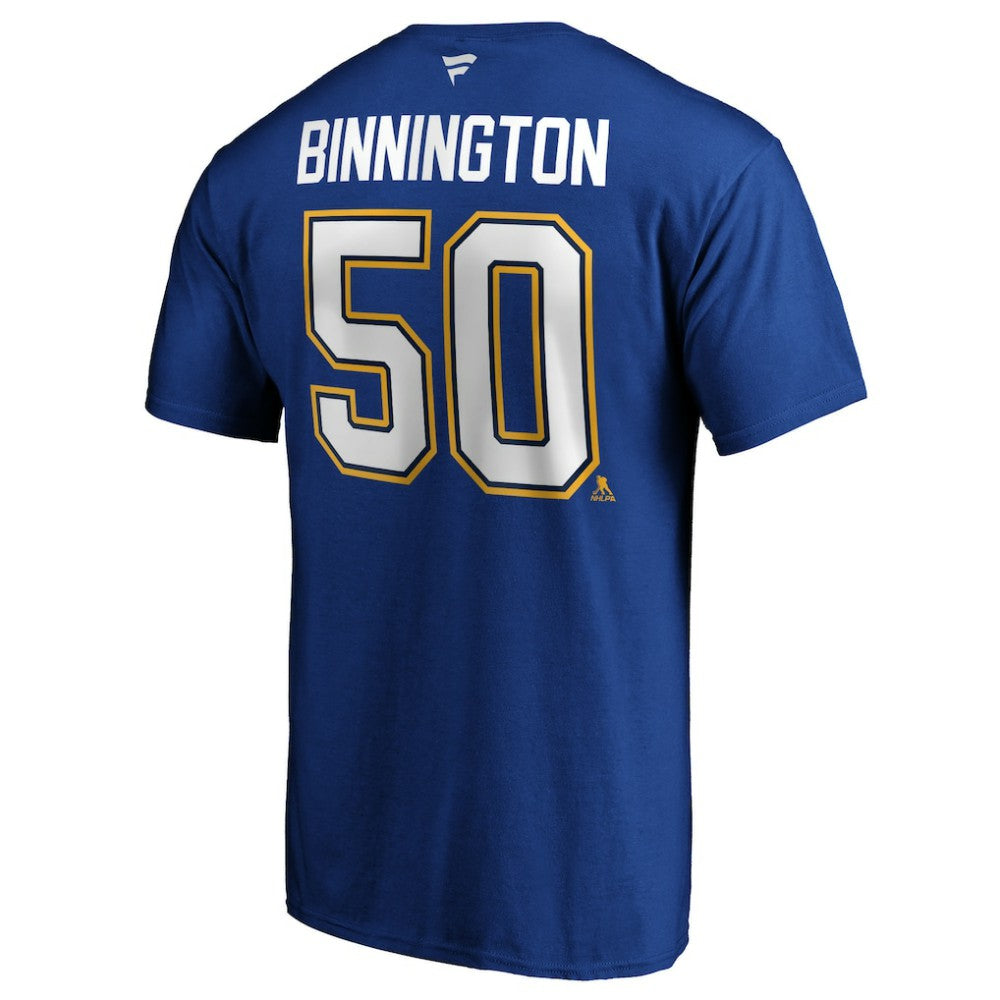 NHL Jordan Binnington St. Louis Blues Fanatics Authentic Stack Player Name & Number T-Shirt - Blue