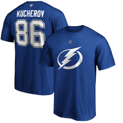NHL Nikita Kucherov Tampa Bay Lightning Fanatics Authentic Stack Player Name & Number T-Shirt - Blue