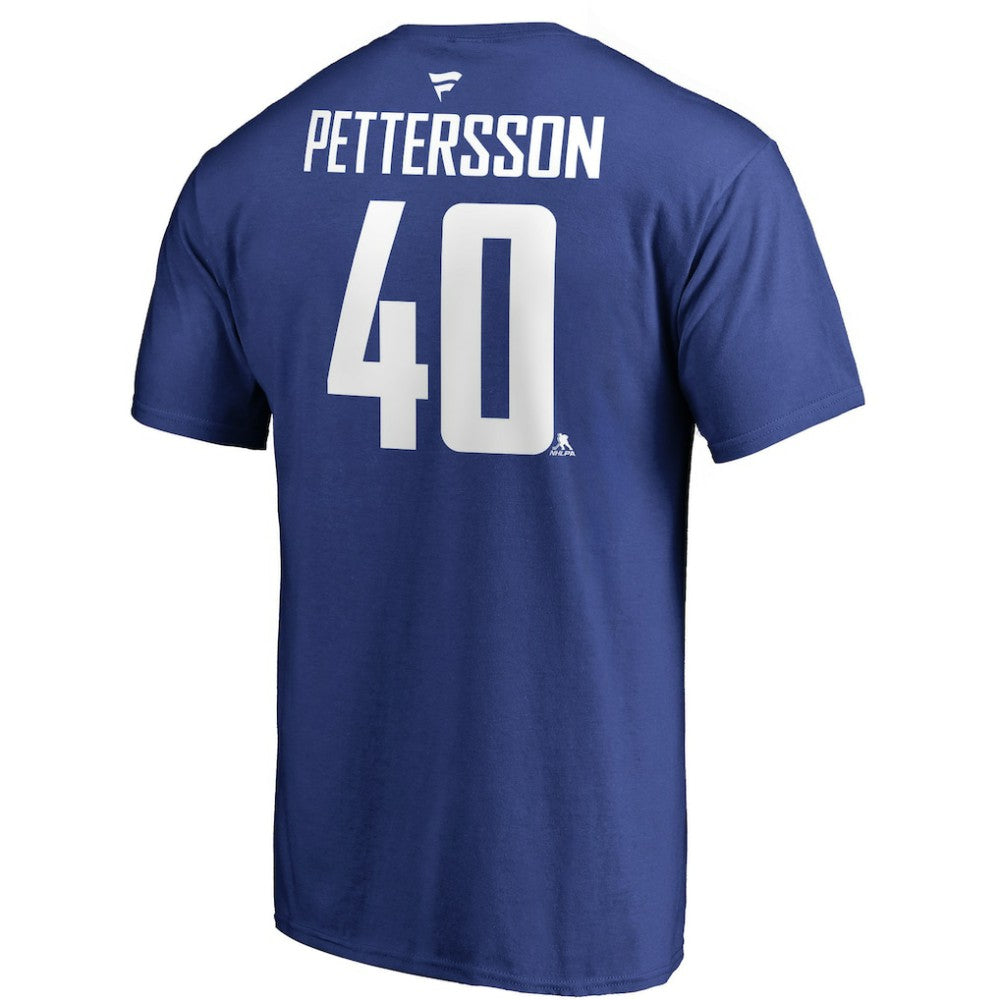 NHL Elias Pettersson Vancouver Canucks Fanatics Authentic Stack Player Name & Number T-Shirt - Blue