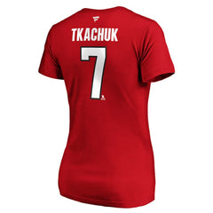 NHL Brady Tkachuk Ottawa Senators Fanatics Women's Authentic Stack Name & Number V-Neck T-Shirt - Red