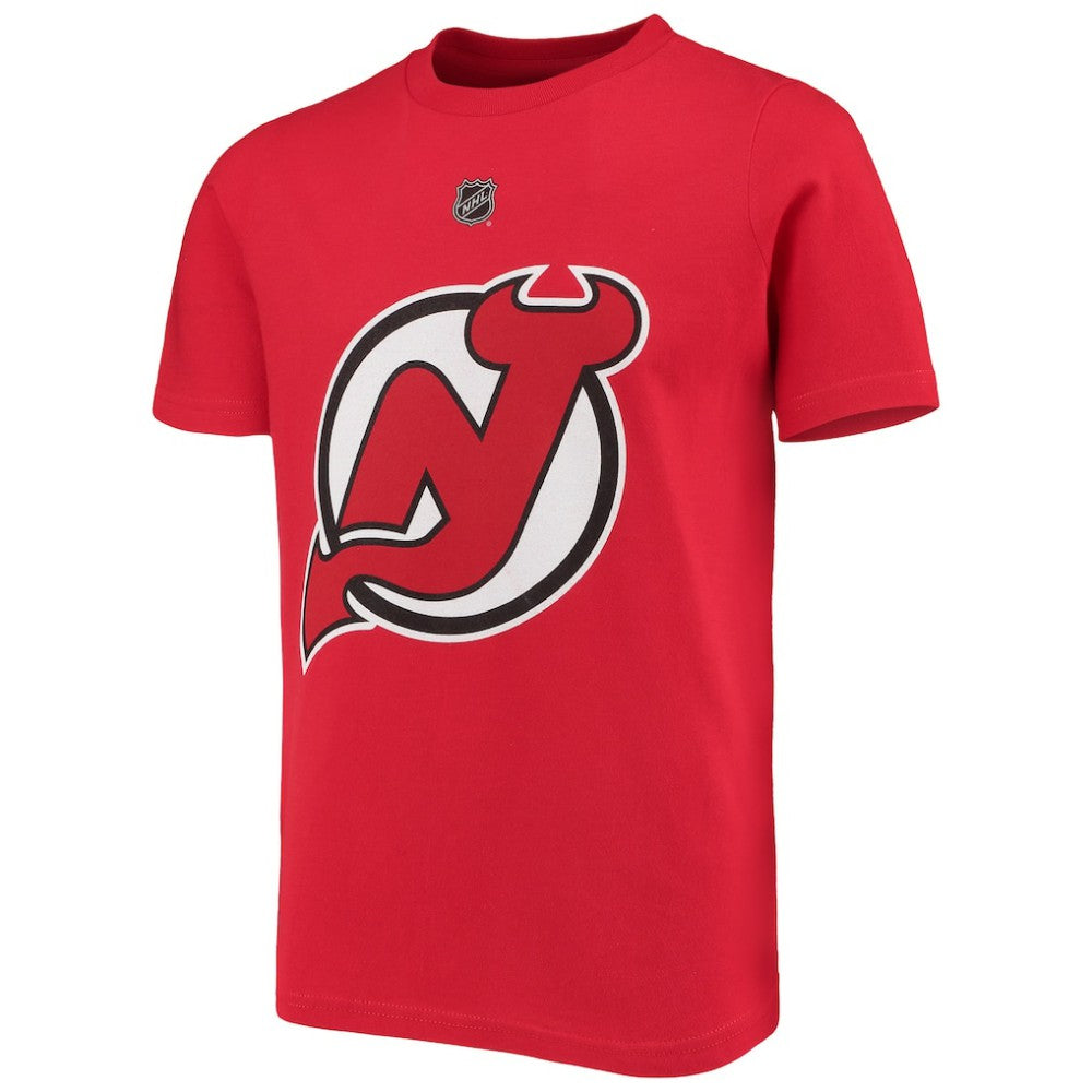 NHL Jack Hughes New Jersey Devils Youth Player Name & Number T-Shirt - Red