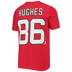 NHL Jack Hughes New Jersey Devils Youth Player Name & Number T-Shirt - Red