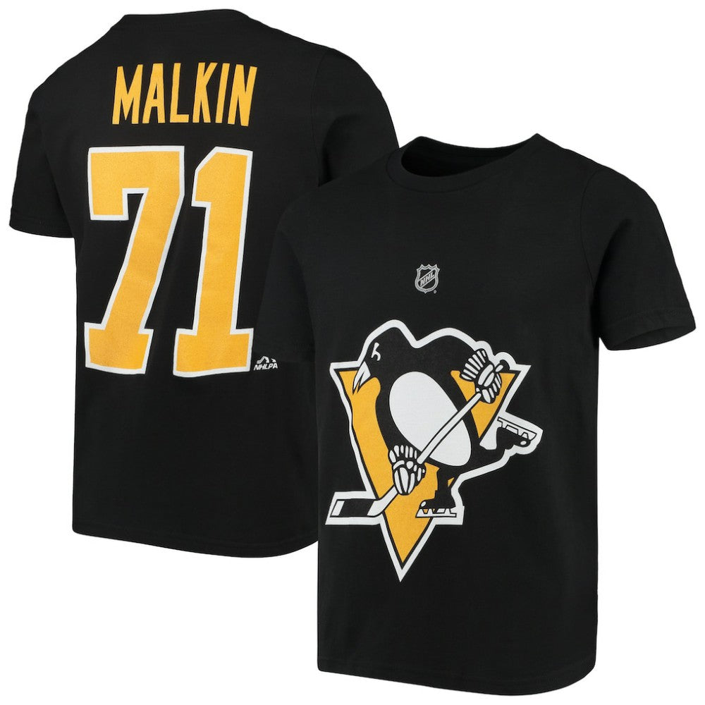 NHL Evgeni Malkin Pittsburgh Penguins Youth Player Name & Number T-Shirt - Black