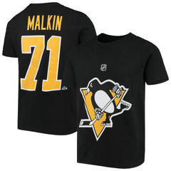 NHL Evgeni Malkin Pittsburgh Penguins Youth Player Name & Number T-Shirt - Black