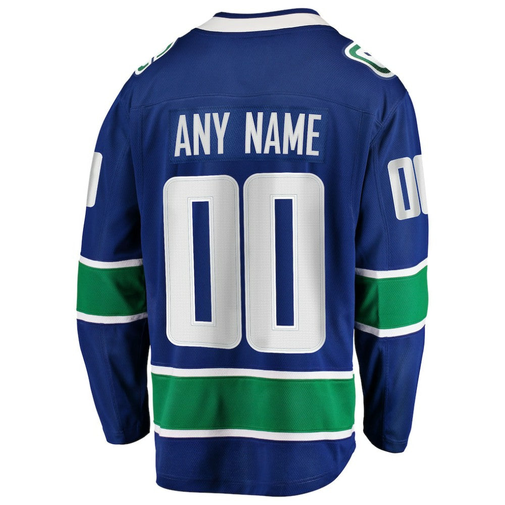 NHL,Custom Vancouver Canucks Fanatics Home Team Breakaway Custom Jersey - Blue