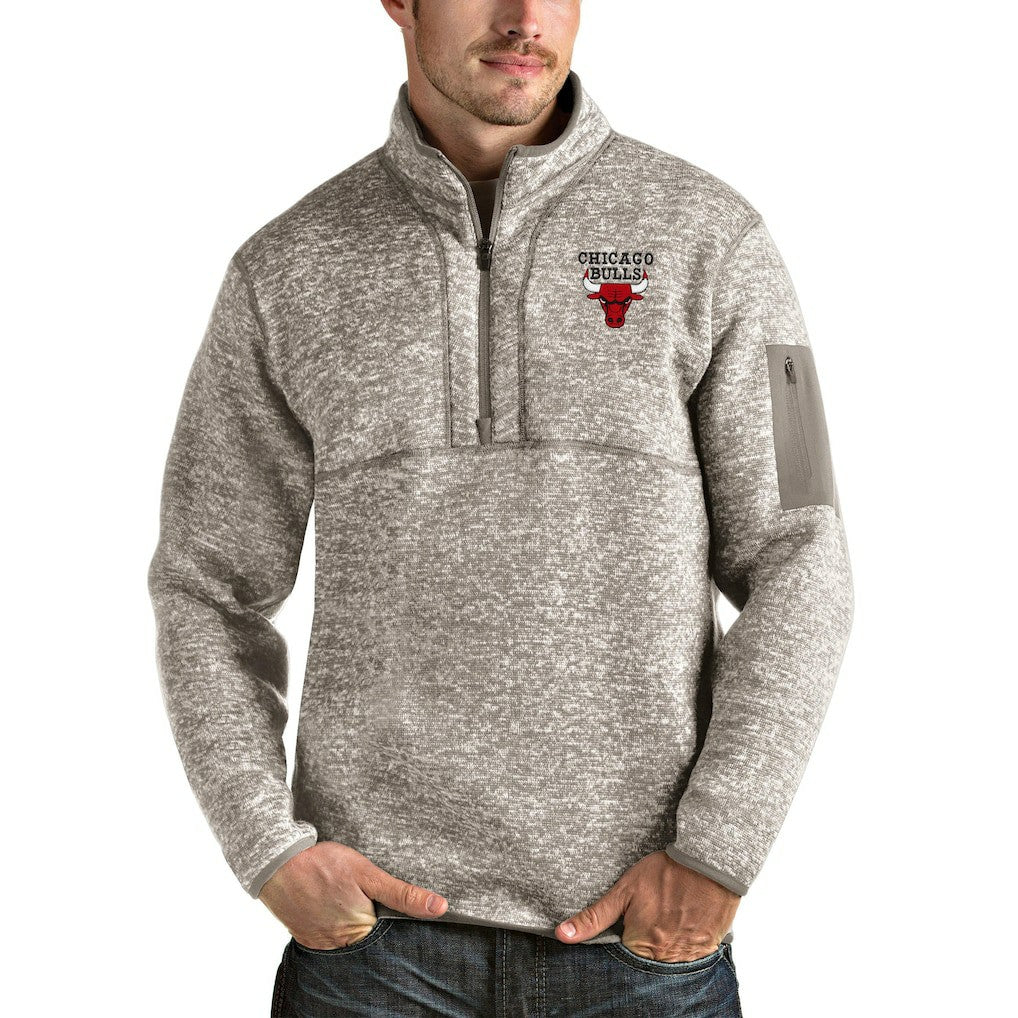 Chicago Bulls Antigua Fortune Quarter-Zip Pullover Jacket Natural