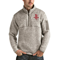 Houston Rockets Antigua Fortune Quarter-Zip Pullover Jacket Natural