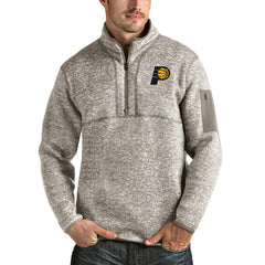 Indiana Pacers Antigua Fortune Quarter-Zip Pullover Jacket Natural