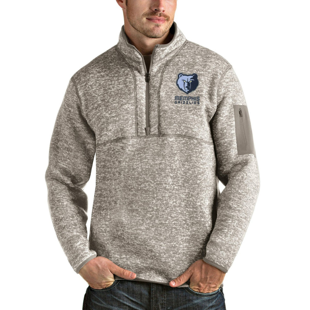 Memphis Grizzlies Antigua Fortune Quarter-Zip Pullover Jacket Natural
