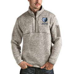Memphis Grizzlies Antigua Fortune Quarter-Zip Pullover Jacket Natural