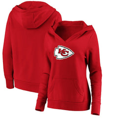 Kansas City Chiefs Women's Primary Team Logo V-Neck Pullover Hoodie Red