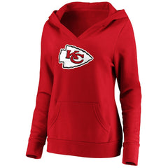 Kansas City Chiefs Women's Primary Team Logo V-Neck Pullover Hoodie Red