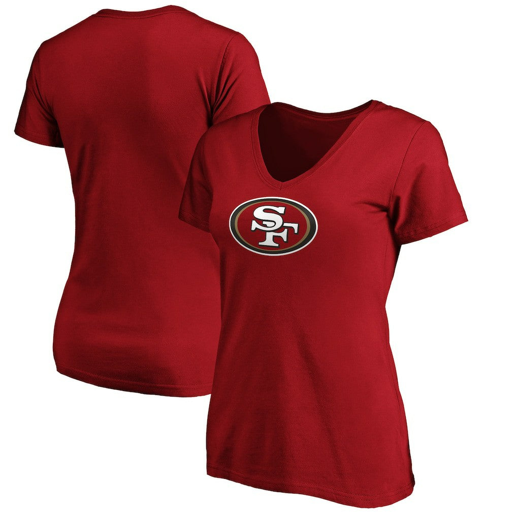 San Francisco 49ers Women's Primary Logo V-Neck T-Shirt Scarlet