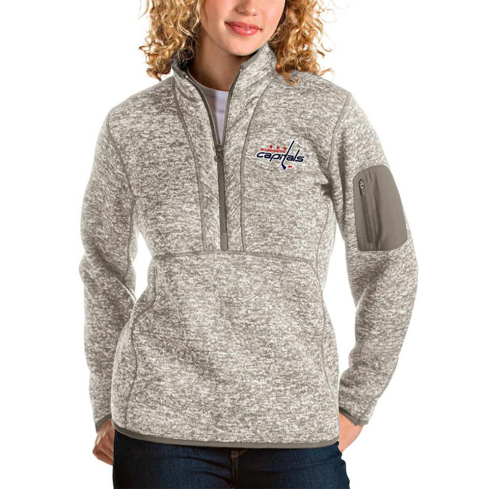 NHL Washington Capitals Antigua Women's Fortune Half-Zip Sweatshirt - Oatmeal