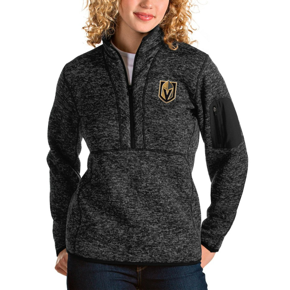 NHL Vegas Golden Knights Antigua Women's Fortune Half-Zip Sweatshirt - Heather Black