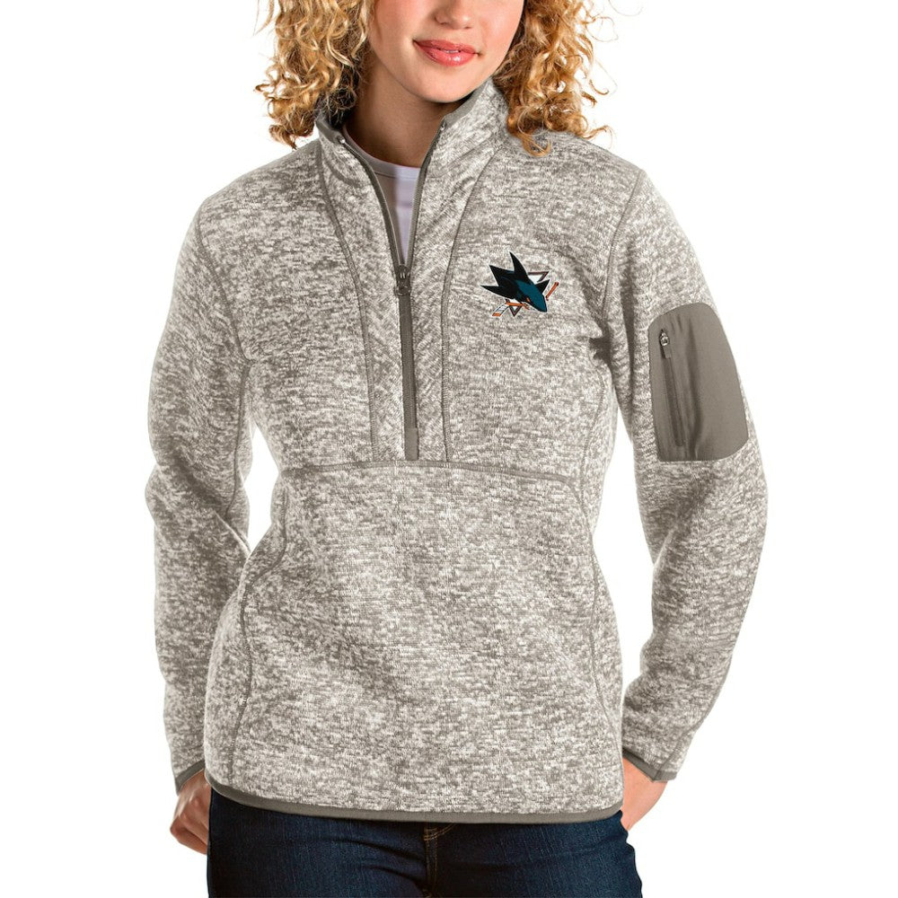 NHL San Jose Sharks Antigua Women's Fortune Half-Zip Sweatshirt - Oatmeal