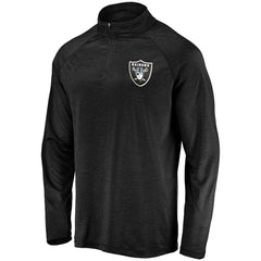 Las Vegas Raiders Striated Primary Logo Raglan Quarter-Zip Pullover Jacket Black