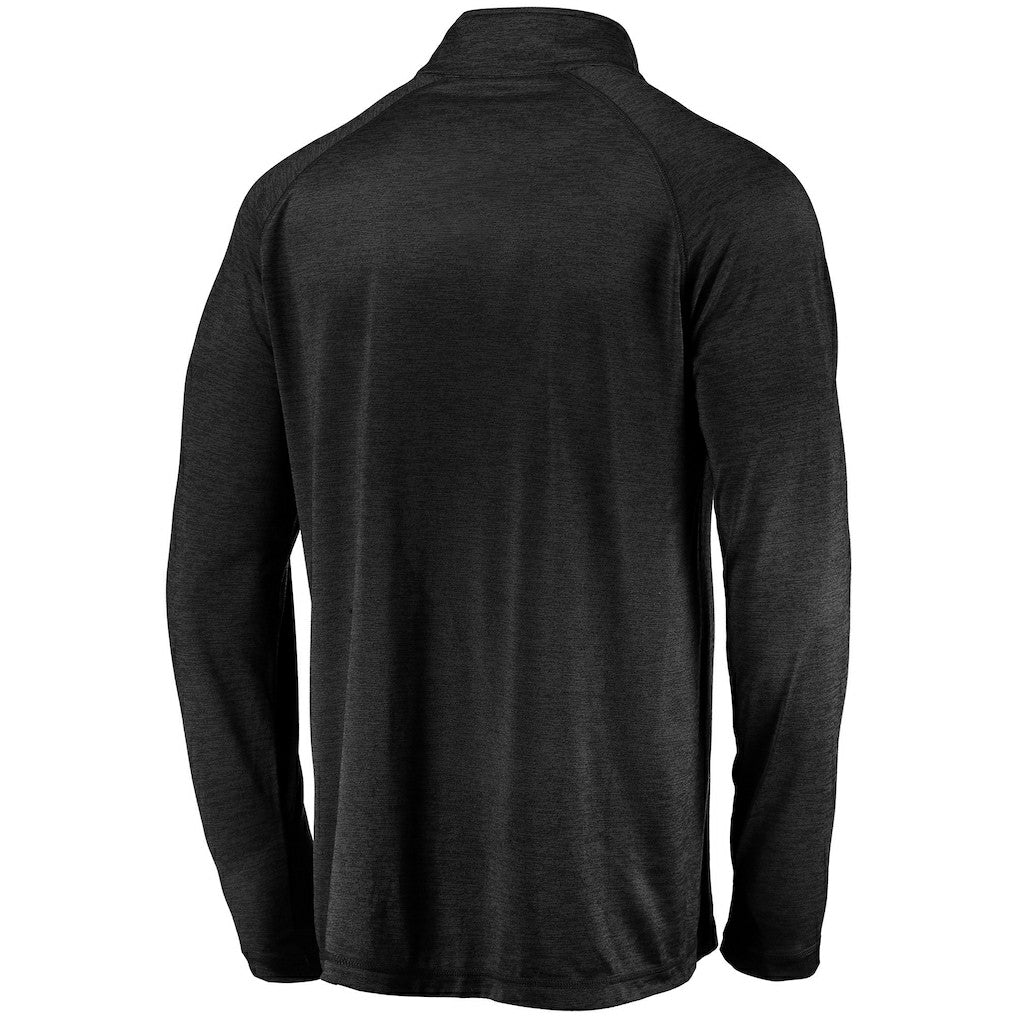 Las Vegas Raiders Striated Primary Logo Raglan Quarter-Zip Pullover Jacket Black
