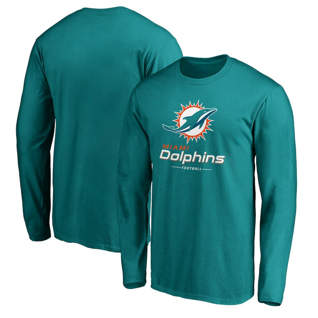 Miami Dolphins Team Lockup Long Sleeve T-Shirt Aqua