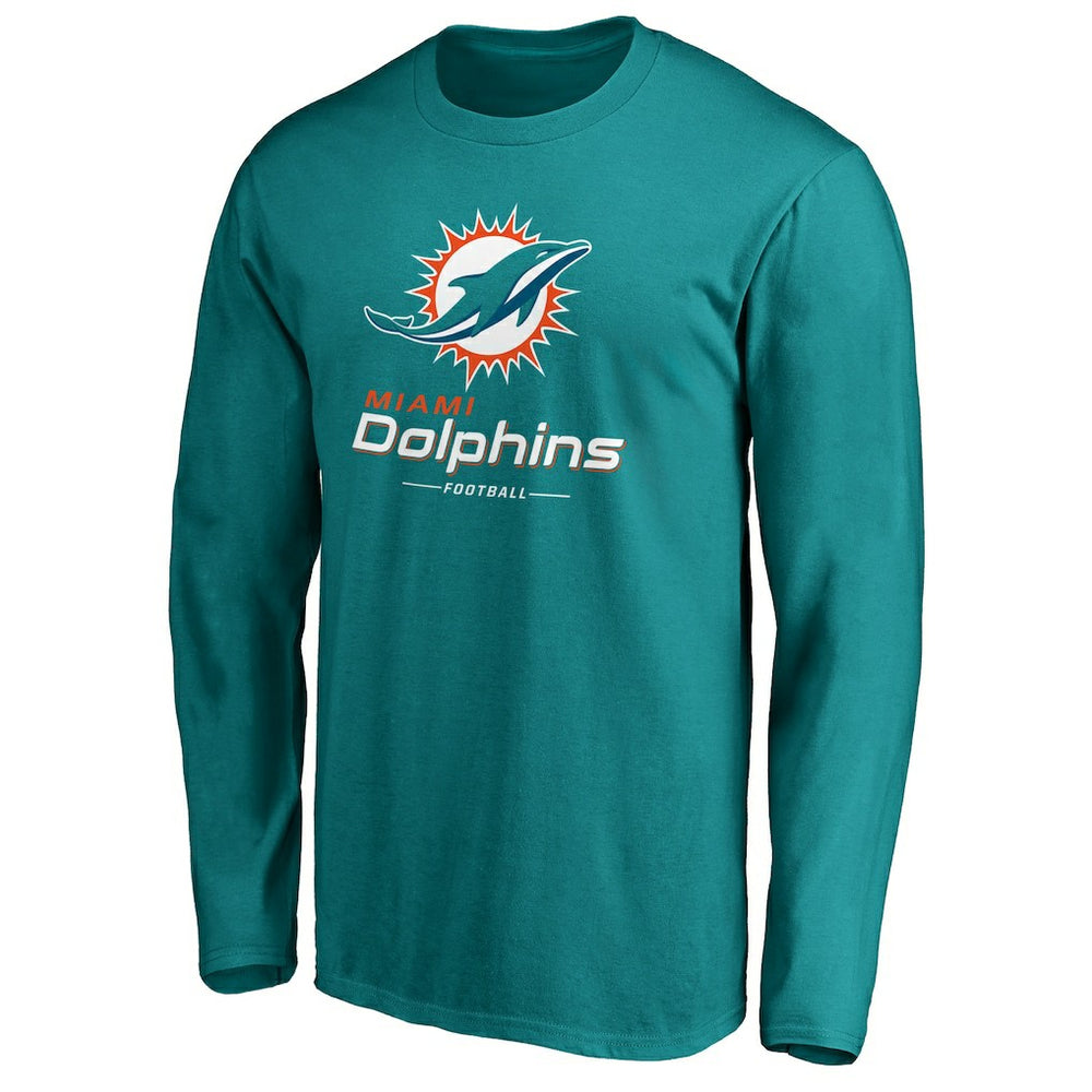 Miami Dolphins Team Lockup Long Sleeve T-Shirt Aqua