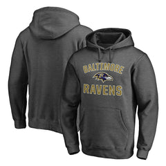 Baltimore Ravens Big & Tall Victory Arch Logo Pullover Hoodie Heathered Charcoal