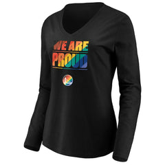 Golden State Warriors Women's We Are Proud Long Sleeve V-Neck T-Shirt Black