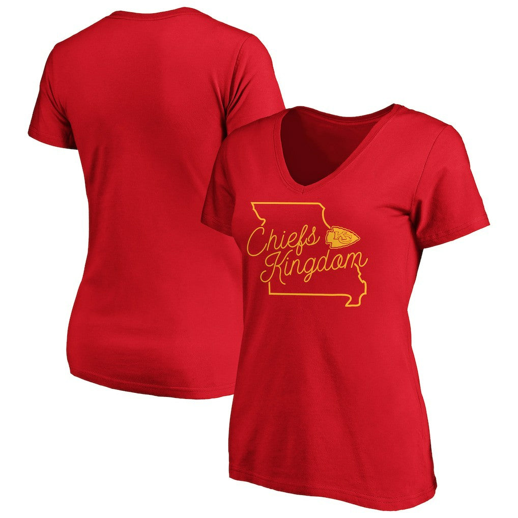 Kansas City Chiefs Women's Iconic Script State V-Neck T-Shirt Red