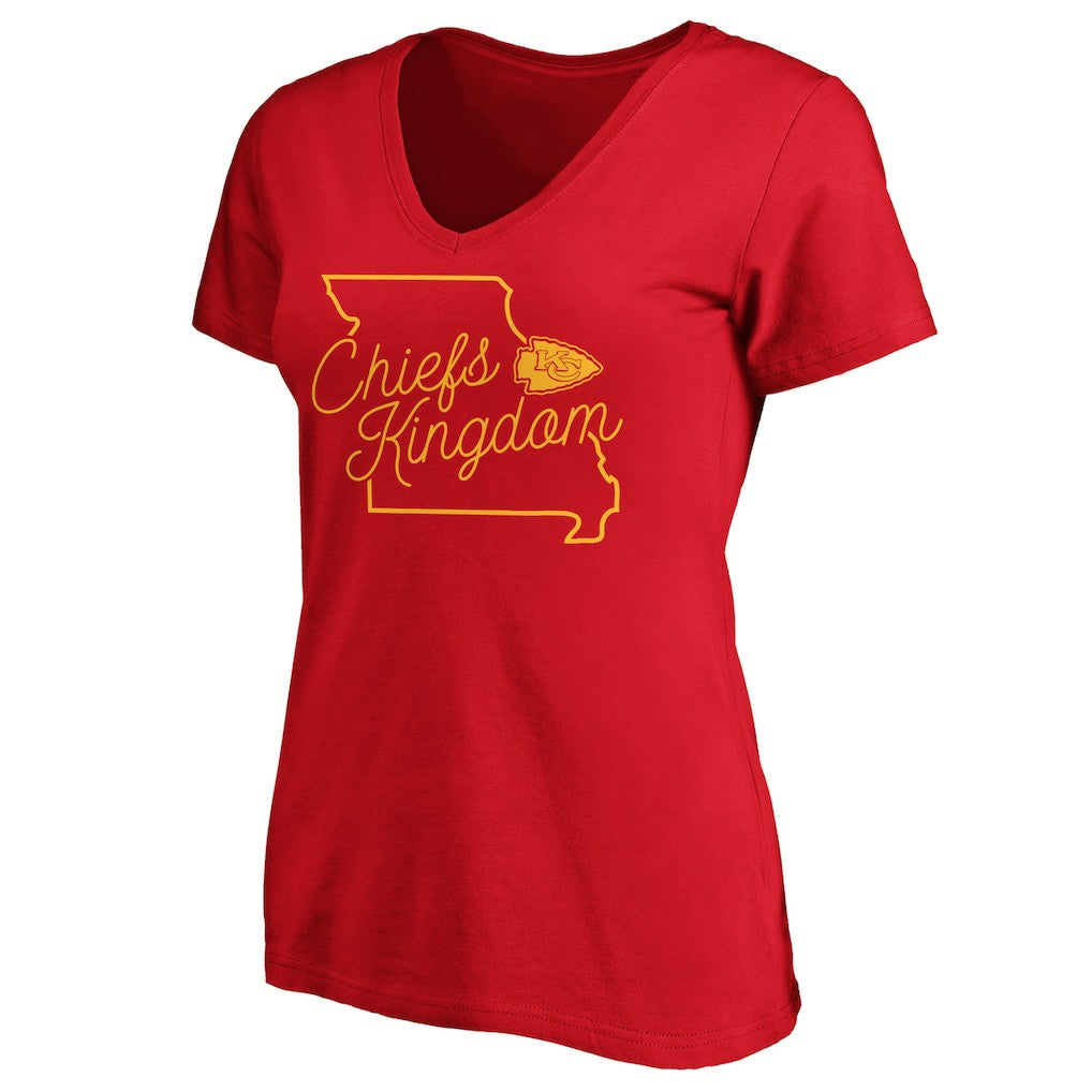 Kansas City Chiefs Women's Iconic Script State V-Neck T-Shirt Red
