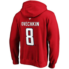 NHL Alexander Ovechkin Washington Capitals Fanatics Authentic Stack Player Name & Number Fitted Pullover Hoodie - Red