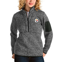 Pittsburgh Steelers Antigua Women's Fortune Half-Zip Pullover Jacket Charcoal