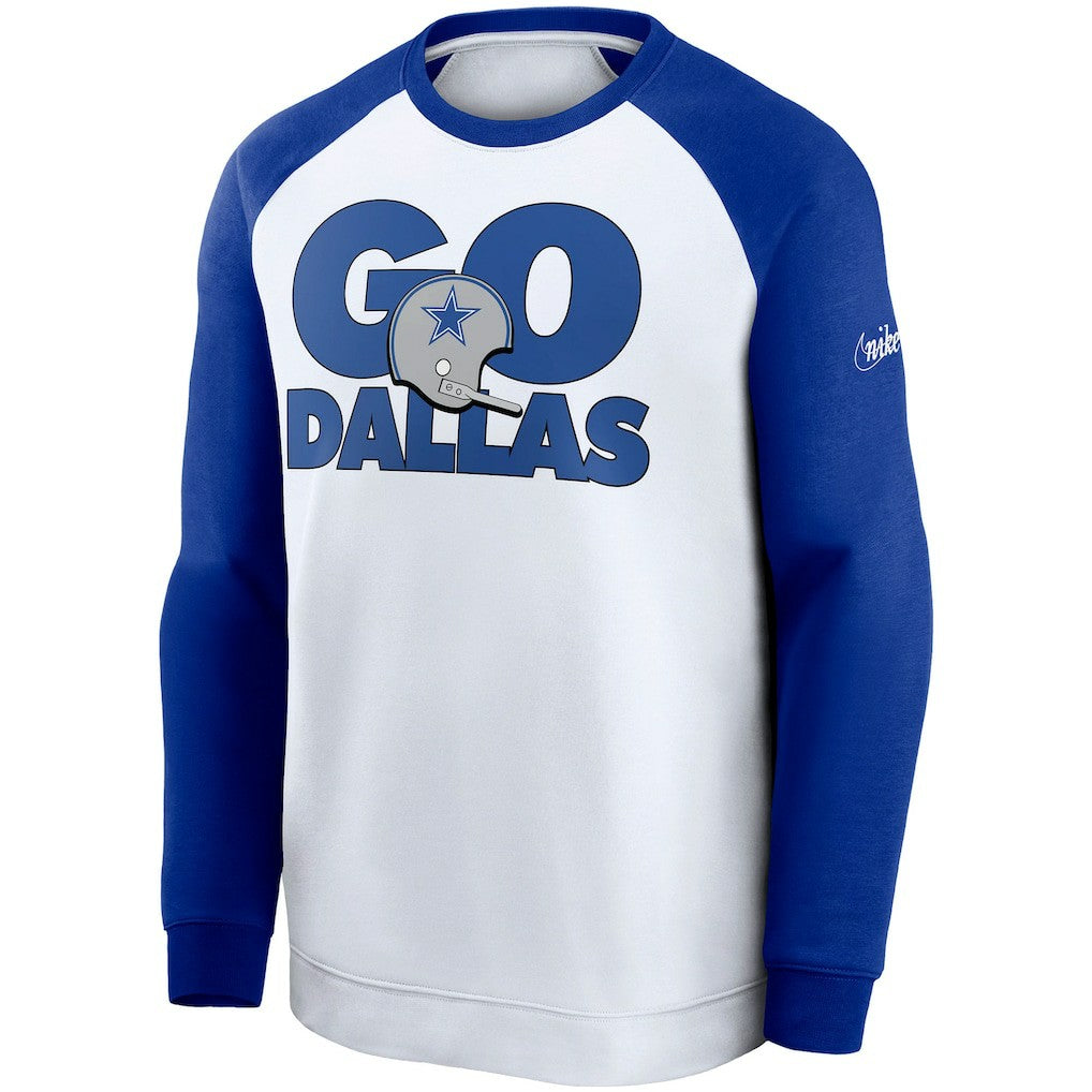 Dallas Cowboys Fan Gear Throwback Go Helmet Sweatshirt White/Royal