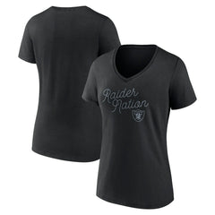 Las Vegas Raiders Women's Iconic Script State V-Neck T-Shirt Black