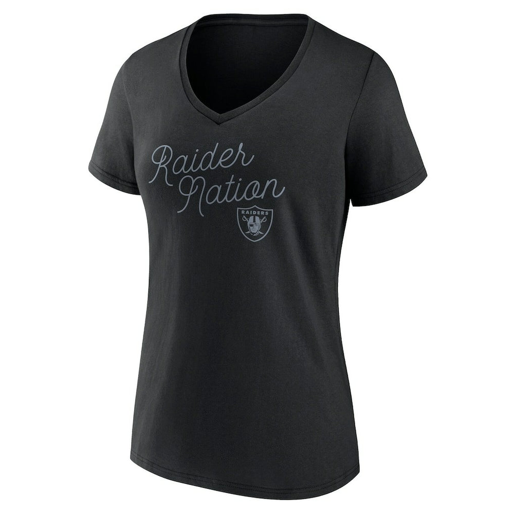 Las Vegas Raiders Women's Iconic Script State V-Neck T-Shirt Black