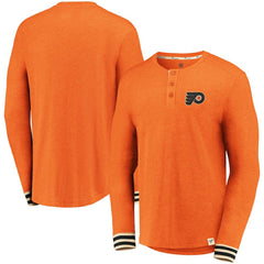 NHL Philadelphia Flyers Fanatics True Classics Henley Long Sleeve T-Shirt - Heathered Orange