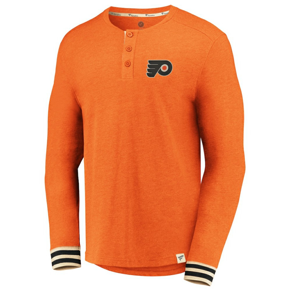 NHL Philadelphia Flyers Fanatics True Classics Henley Long Sleeve T-Shirt - Heathered Orange