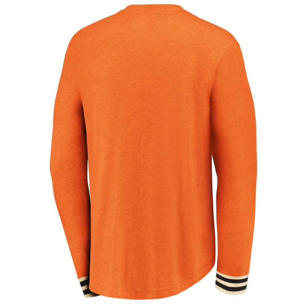 NHL Philadelphia Flyers Fanatics True Classics Henley Long Sleeve T-Shirt - Heathered Orange