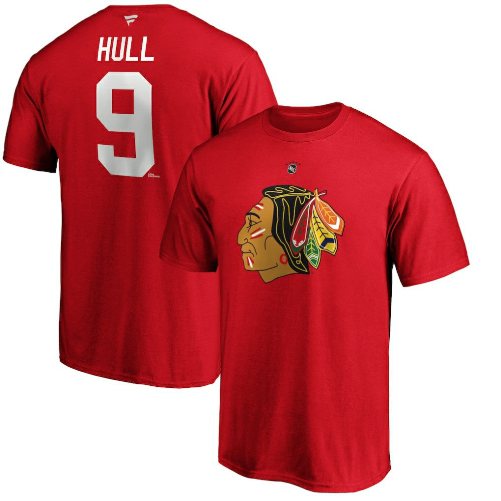 NHL Bobby Hull Chicago Blackhawks Fanatics Authentic Stack Retired Player Name & Number T-Shirt - Red