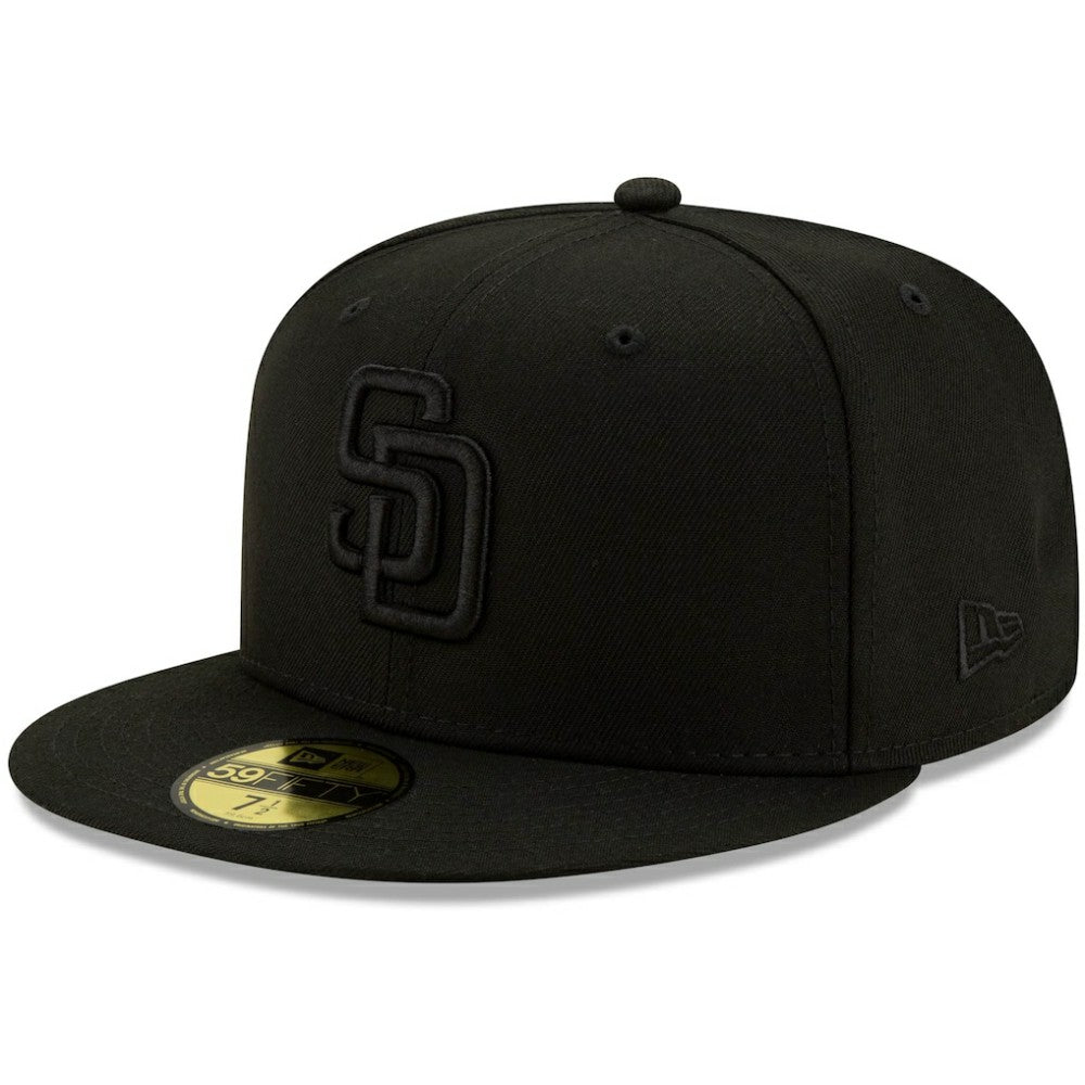 San Diego Padres New Era Black on Black 59FIFTY Fitted Hat - Black Hats