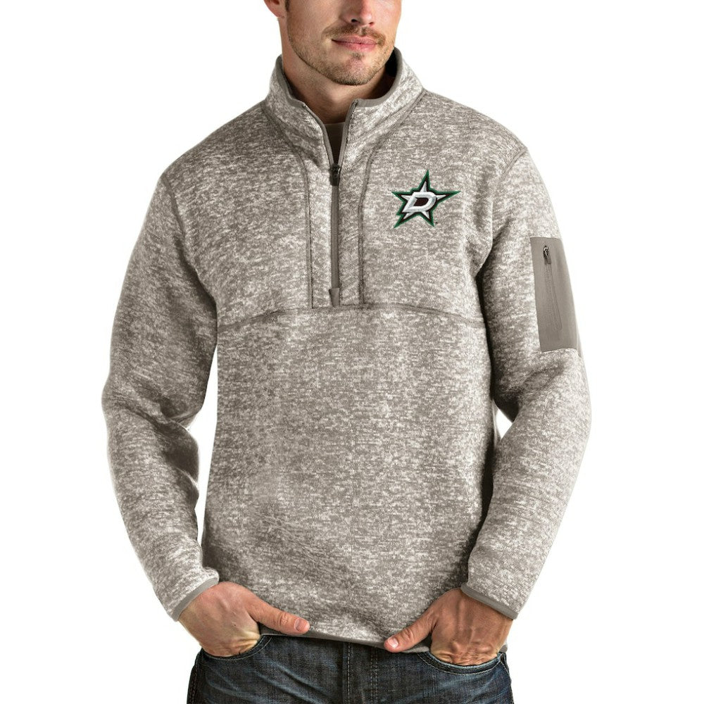 NHL Dallas Stars Antigua Fortune Half-Zip Pullover Jacket - Oatmeal