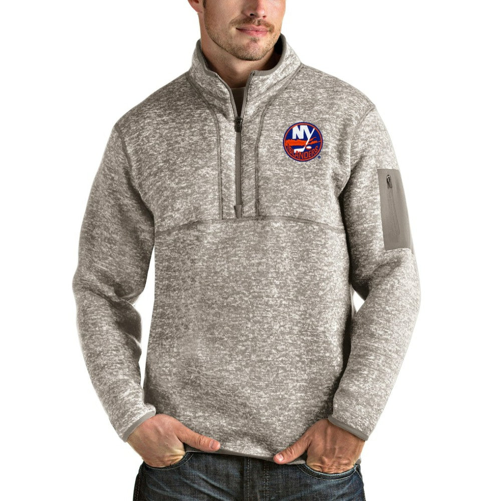 NHL New York Islanders Antigua Fortune Half-Zip Pullover Jacket - Oatmeal