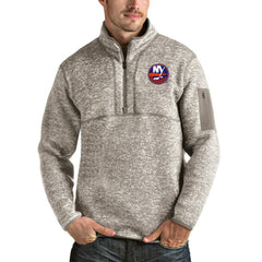 NHL New York Islanders Antigua Fortune Half-Zip Pullover Jacket - Oatmeal