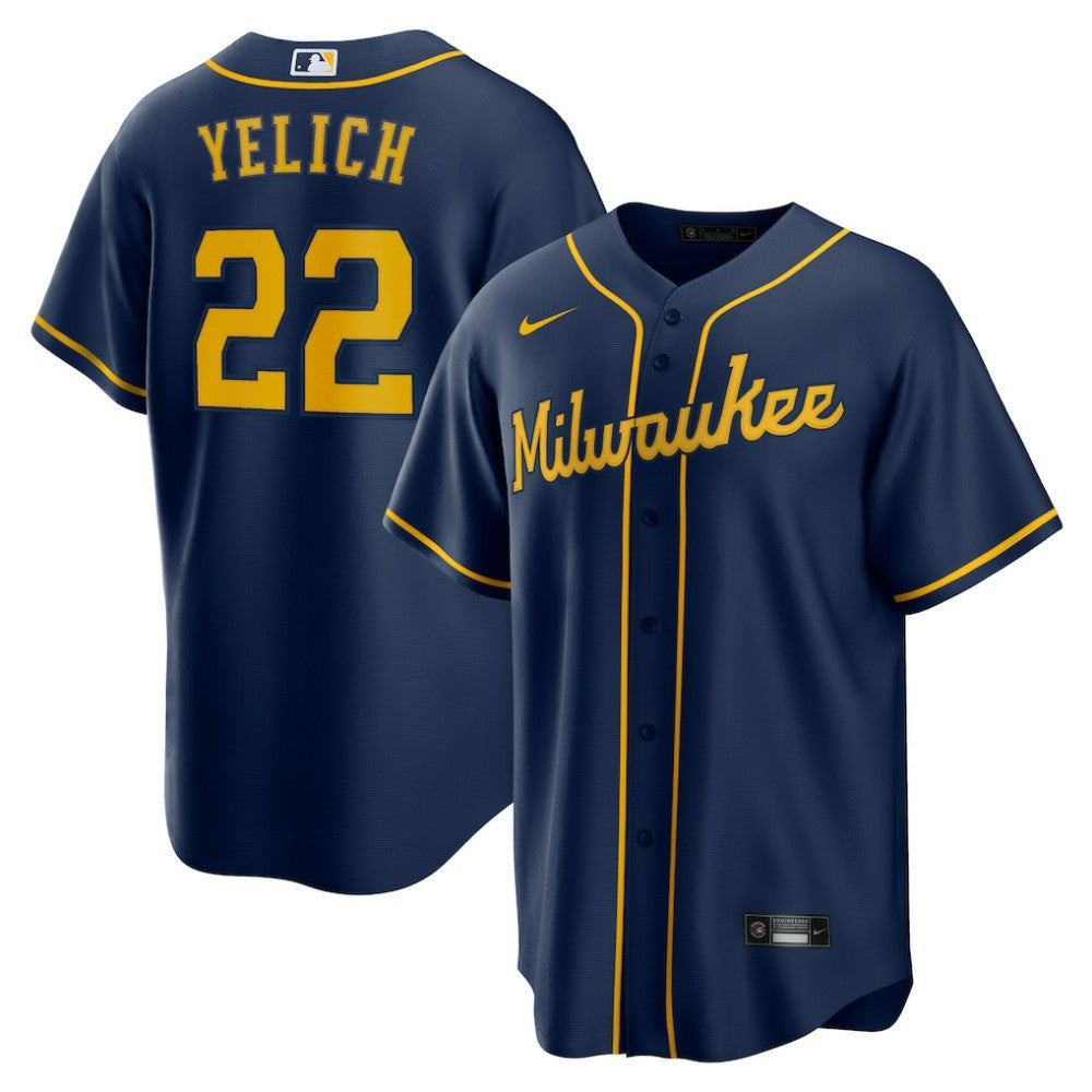 Christian Yelich Milwaukee Brewers Nike Alternate 2 Replica Jersey - Navy Jerseys