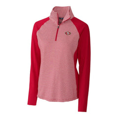 San Francisco 49ers Cutter & Buck Women's Forge Tonal Stripe Half-Zip Pullover Jacket Red